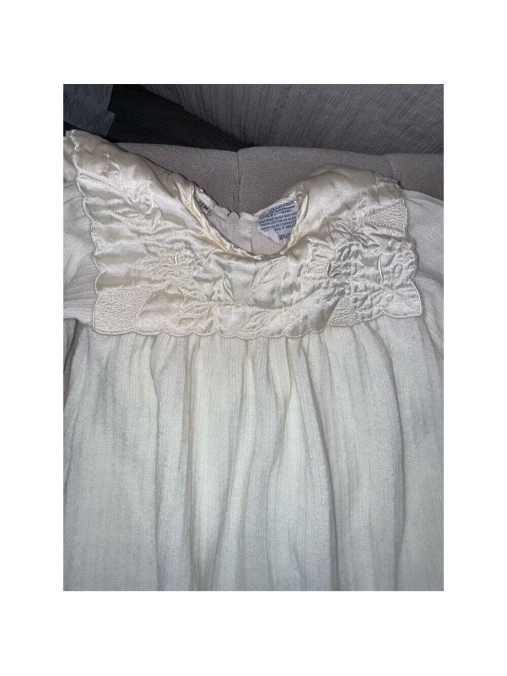 Vintage sweater baby dress square satin collar embroidered sweater dress 24 mon￼ - Picture 3 of 12